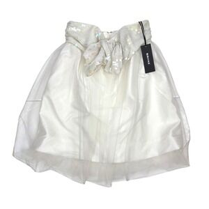 BROSE NWT "Stacey" Strapless Sequin Babydoll Tulle Front Bow White Dress Sz 4‎
